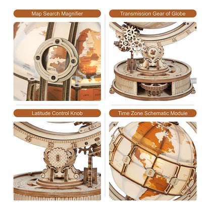 Luminous Wooden Globe Light Night 3D Puzzle