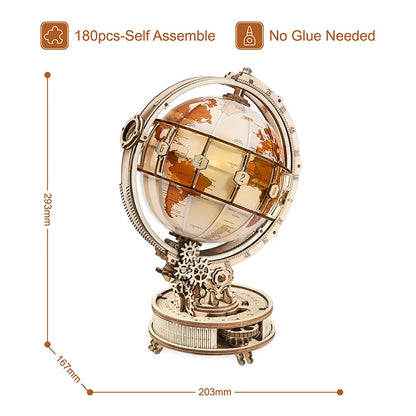 Luminous Wooden Globe Light Night 3D Puzzle